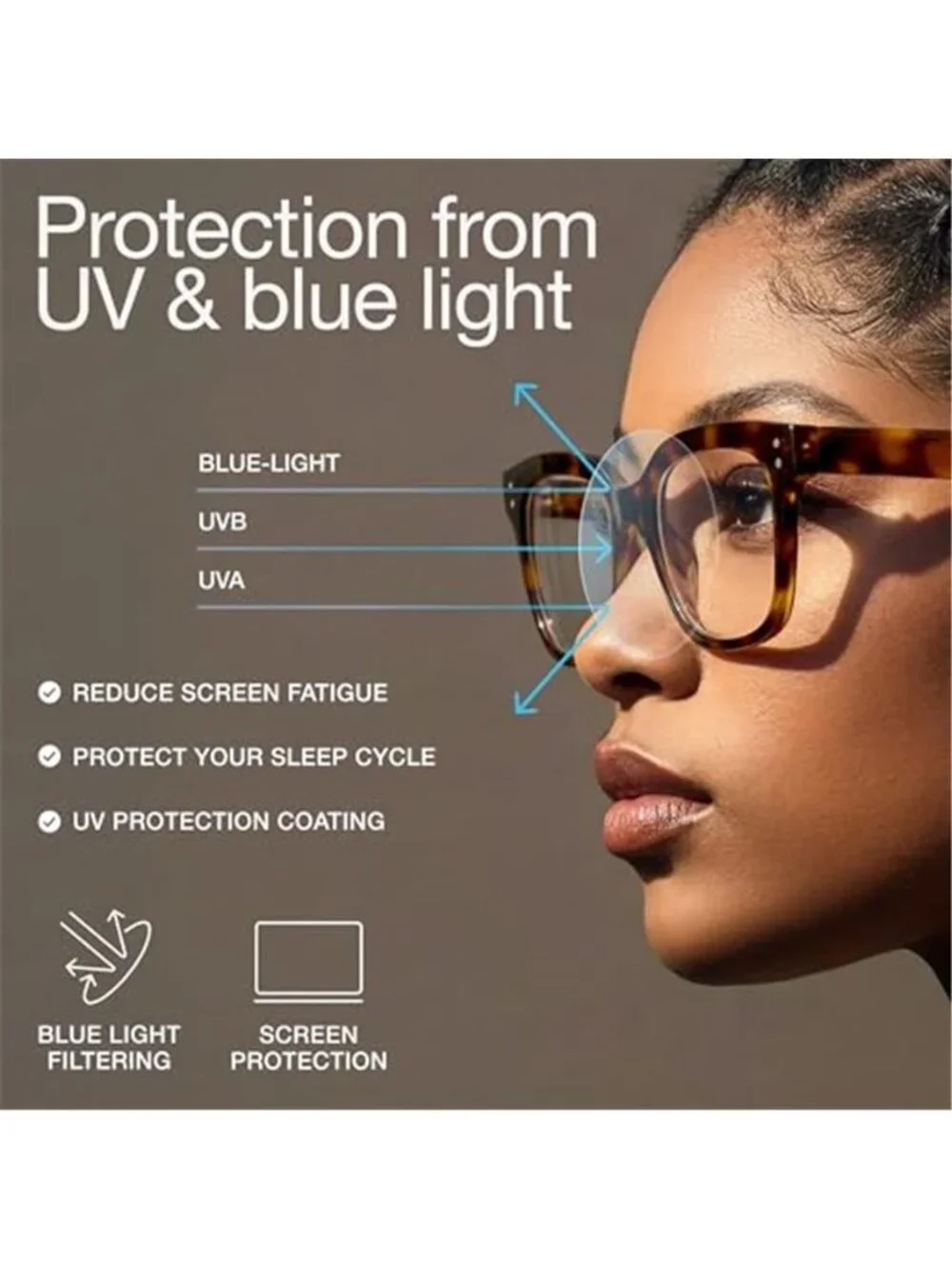 Blue Light Glasses for Women - Oversized UV & Blue Light Blocker Chunky Frames,